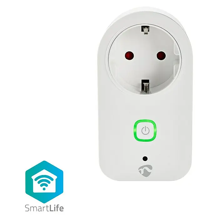 Nedis Smartlife WiFi-Schaltsteckdose - Weiß, Max. Anschlussleistung: 3.680 W, 16 A - Vorderansicht