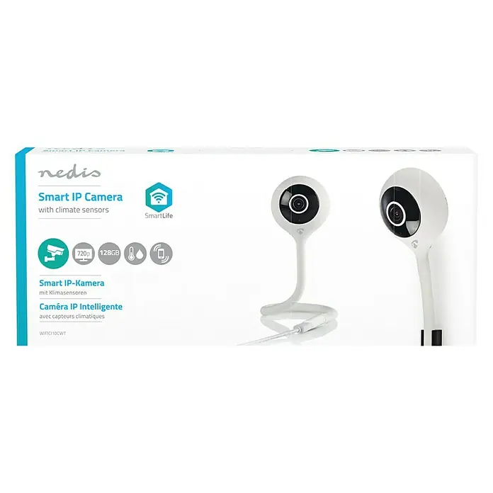 Nedis Smartlife IP-Innenkamera mit Klimasensor - Weiß, Netzbetrieben, 1.280 x 720 Pixel - Vorderansicht