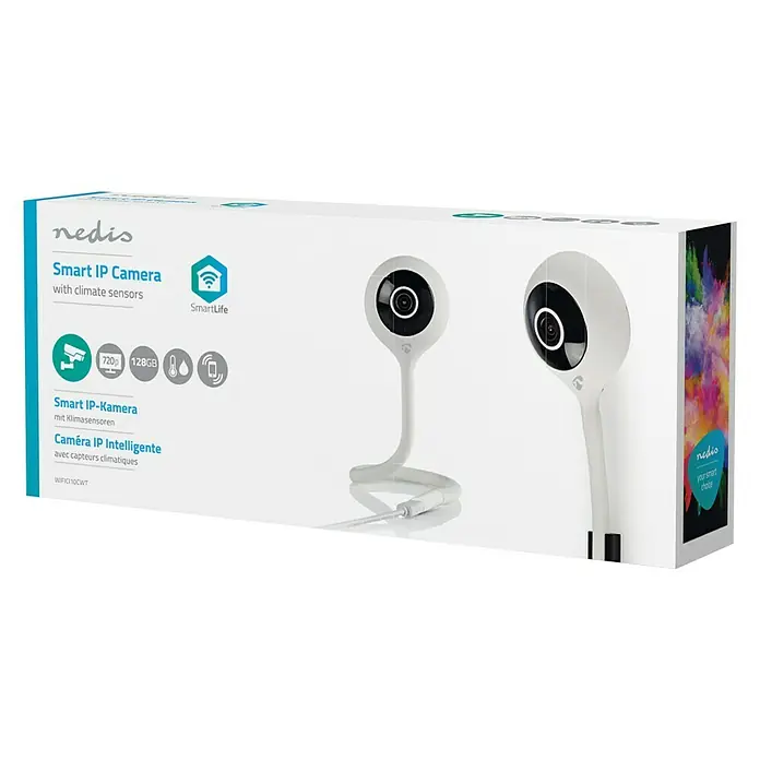 Nedis Smartlife IP-Innenkamera mit Klimasensor - Weiß, Netzbetrieben, 1.280 x 720 Pixel - Vorderansicht