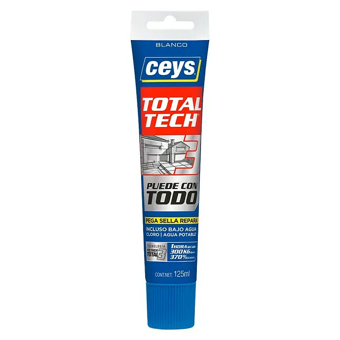 Ceys Adhesivo y sellador Total-Tech - Blanco, 125 ml