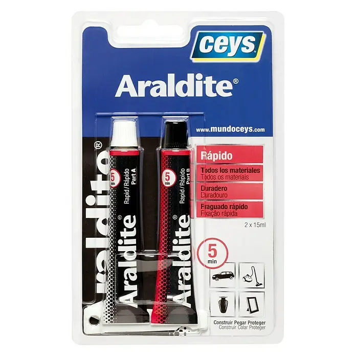 Ceys Adhesivo de resina epoxi de 2 componentes Rápido Araldite - 15 ml, Amarillo