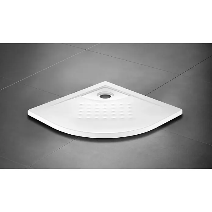 Plato de ducha cuarto de círculo Carter - L x An: 80 x 80 cm, Blanco