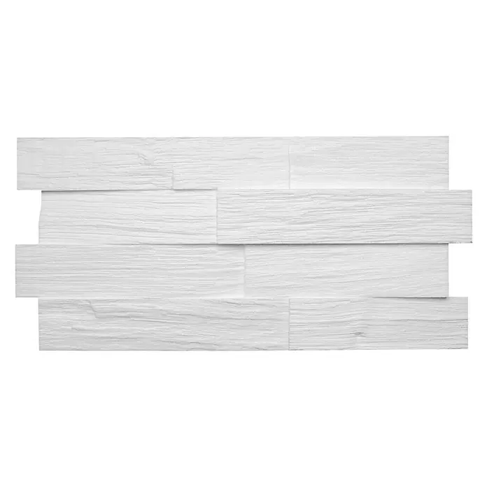 Wandverkleidung Wood - Weiß, Holzoptik, 50 cm x 20 cm x 20 mm