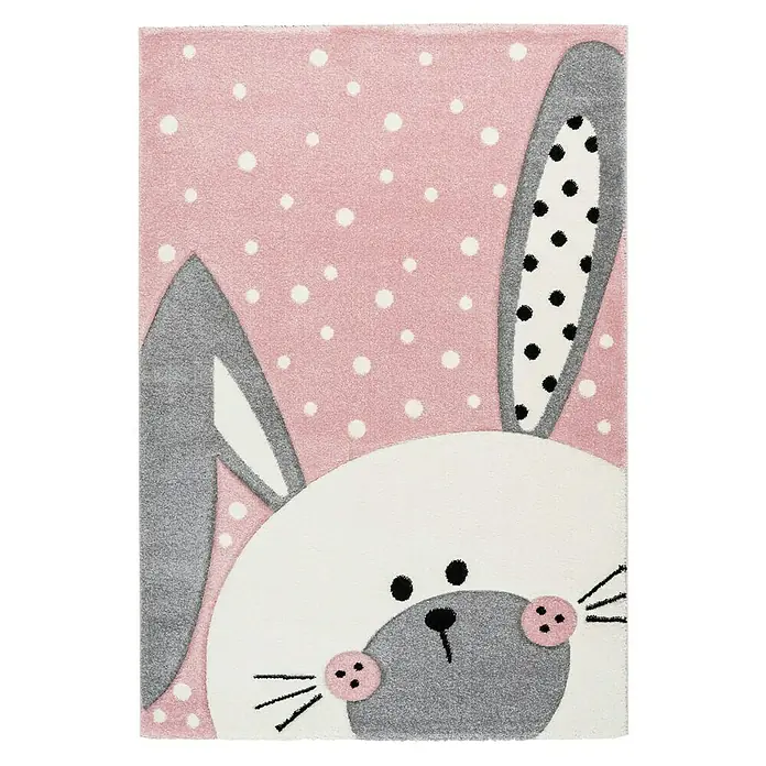 Kayoom Kurzflorteppich Hase - Rosa, 150 x 80 cm, 100 % Polypropylen - Ansicht von oben