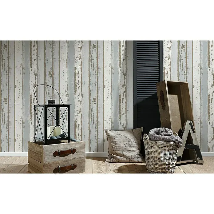 AS Creation Authentic Walls Vliestapete - Weiß, Holzoptik, 10,05 x 0,53 m