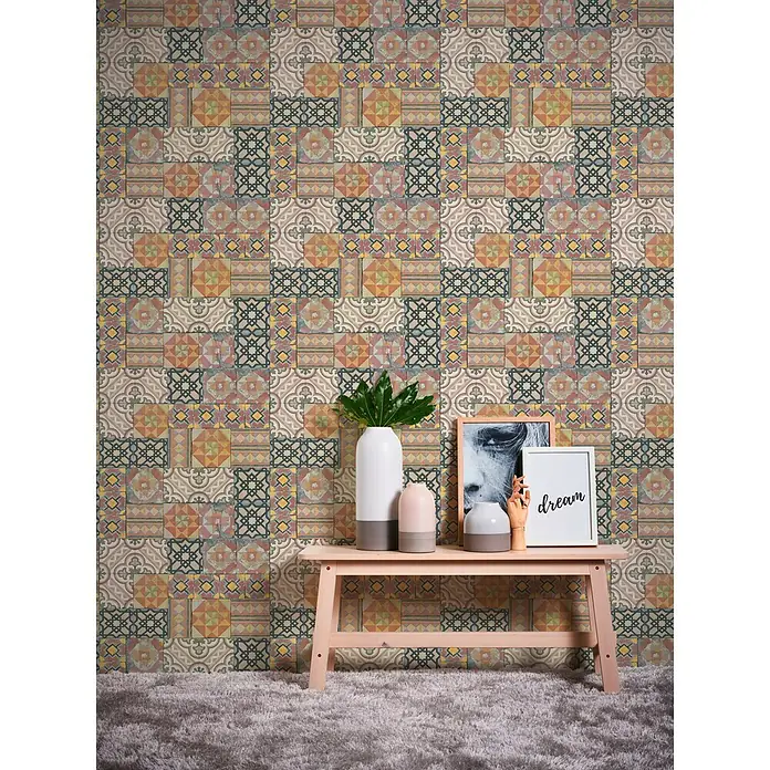 AS Creation Il Decoro Strukturtapete Musterfliese - Bunt, Fliesenoptik, Reliefstruktur, 10,05 x 0,53 m - Stimmungsaufnahme