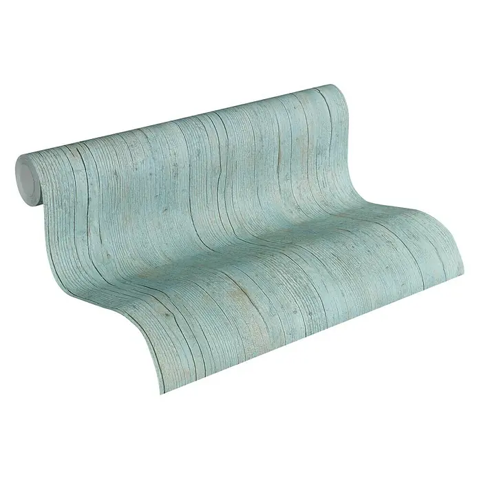 Lutèce Authentic Walls 2 Vliestapete - Grün/Grau, Holzoptik, 10,05 x 0,53 m - Ansicht von oben
