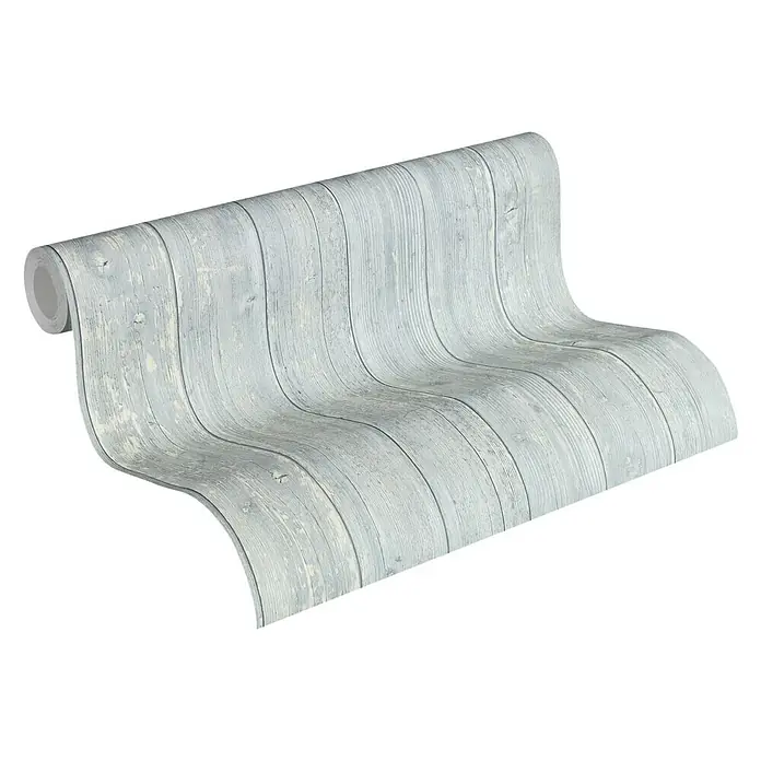 Lutèce Authentic Walls 2 Vliestapete - Grau/Blau, Holzoptik, 10,05 x 0,53 m - Ansicht von oben