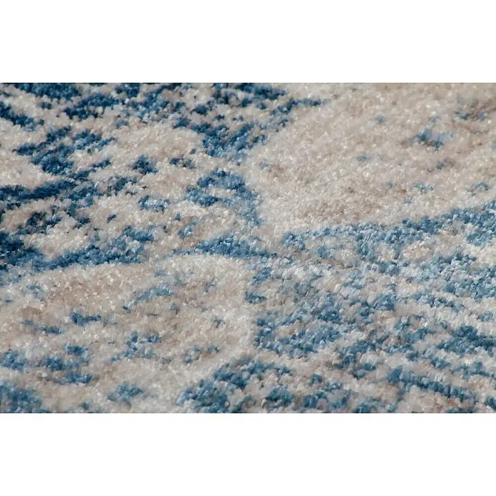 Kayoom Kurzflorteppich Antigua - Creme/Blau, 150 x 80 cm, 100 % Polyester - Detailaufnahme