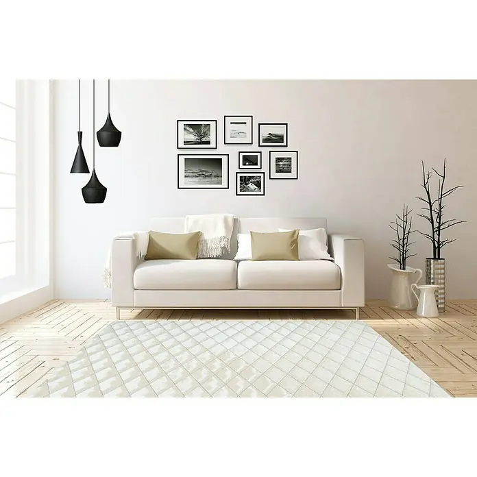 Kayoom Kurzflorteppich Broadway IV - Creme, 150 x 80 cm, 100 % Polypropylen - Stimmungsaufnahme