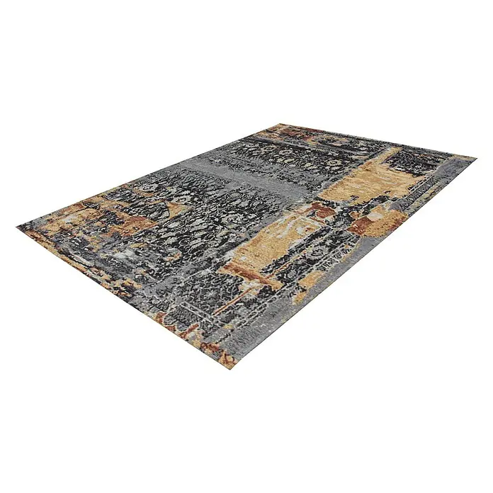 Kayoom Flachgewebeteppich Blaze - Grau/Braun, 150 x 75 cm, 74 % Polyester, 25 % Baumwolle, 1 % Latex - Rechte Seitenansicht