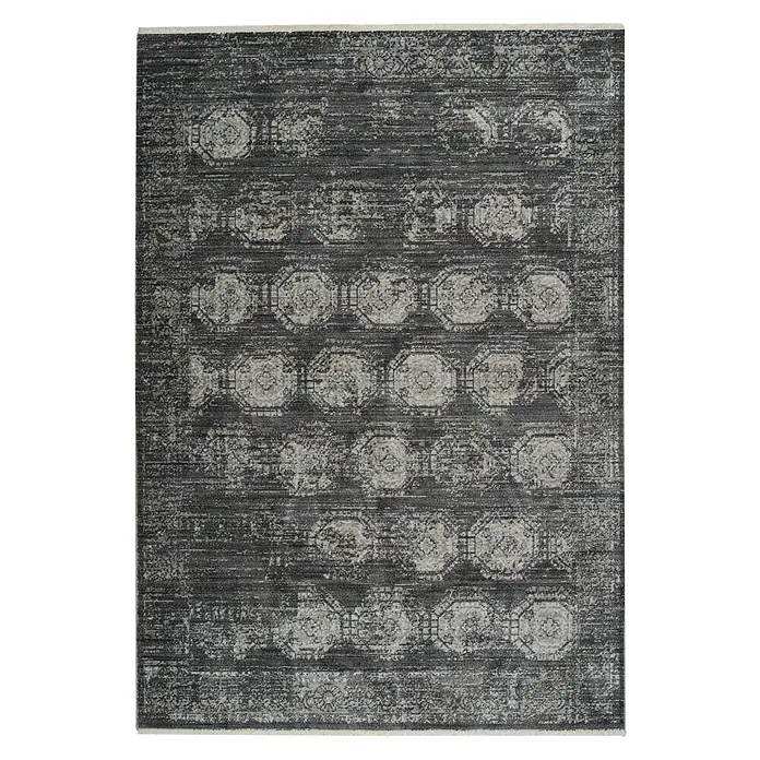 Kayoom Kurzflorteppich Baroque I - Anthrazit, 290 x 200 cm, 100 % Polyester - Ansicht von oben