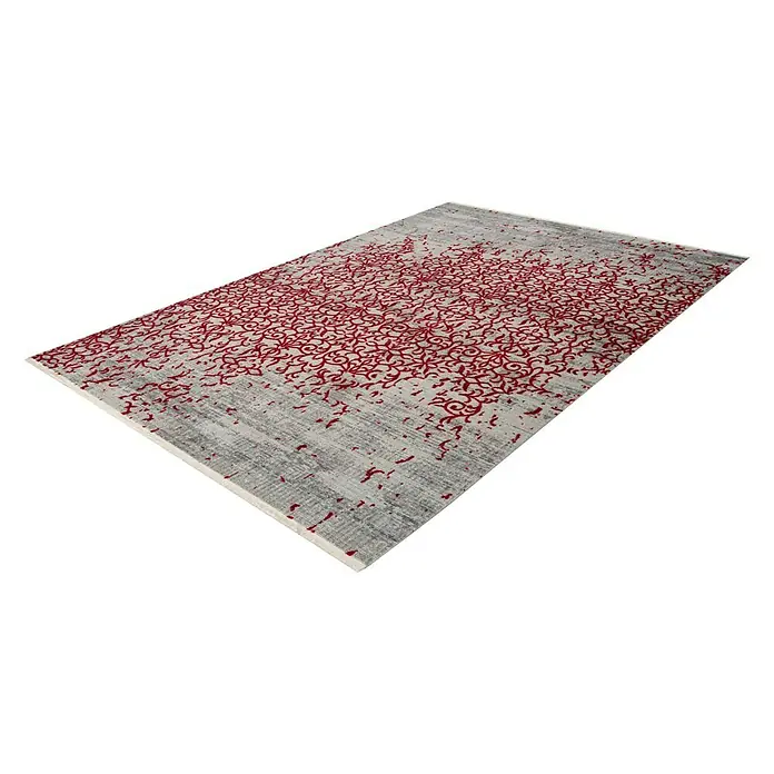 Kayoom Kurzflorteppich Baroque - Grau/Rot, 290 x 200 cm, 100 % Polyester - Rechte Seitenansicht