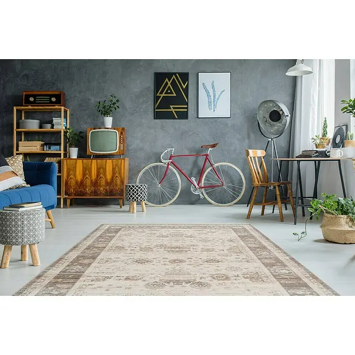 Kayoom Kurzflorteppich Baroque 1000 - Beige, 290 x 200 cm, 100 % Polyester - Stimmungsaufnahme