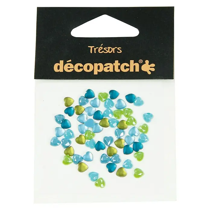 Décopatch Elemento decorativo Trésors Corazones - Azul, Verde, Plástico, 60 pzs.