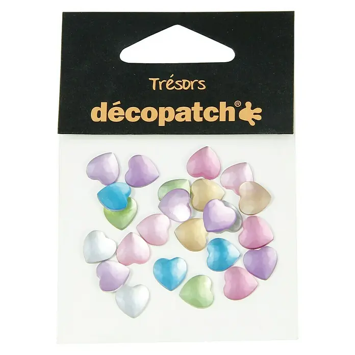 Décopatch Pieza decorativa Trésors Coeurs pastel - 24 ud., 1 x 1 cm