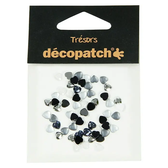 Décopatch Elemento decorativo Trésors Corazones - Negro, Blanco, Plástico, 60 pzs.