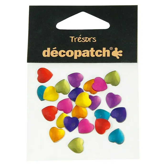 Décopatch Pieza decorativa Trésors Coeurs Flashy - 24 ud., 1 x 1 cm