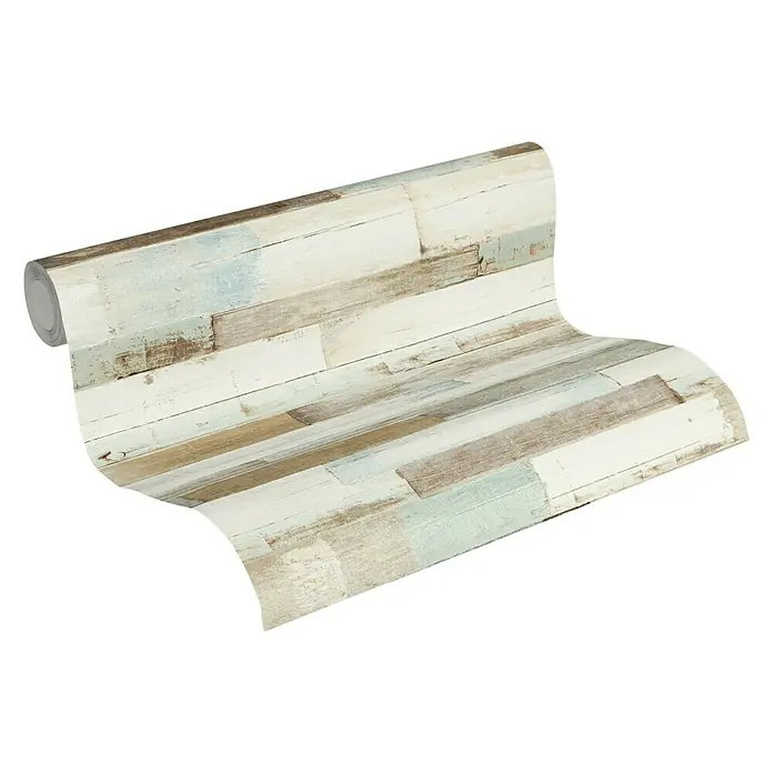 AS Creation Il Decoro Vliestapete Klinker - Beige/Blau, Holzoptik, 10,05 x 0,53 m - Ansicht von oben
