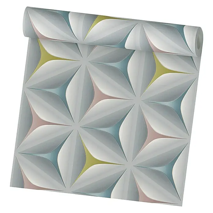 AS Creation Vliestapete Move Your Wall - Blau/Grau/Rosa, Grafisch, 10,05 x 0,53 m