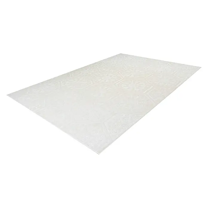 Kayoom Kurzflorteppich Monroe II - Weiß, 300 x 80 cm, 100 % Polyester - Rechte Seitenansicht