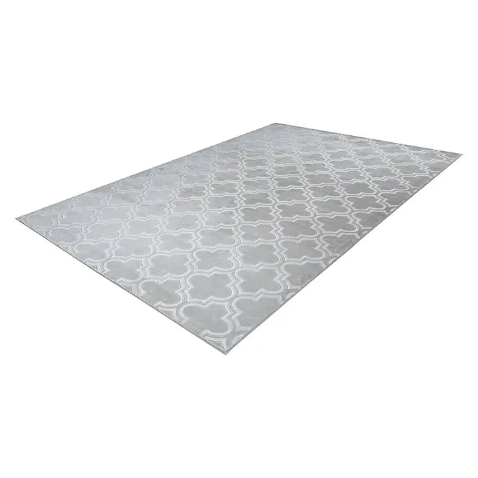 Kayoom Kurzflorteppich Monroe I - Grau/Blau, 170 x 120 cm, 100 % Polyester - Rechte Seitenansicht