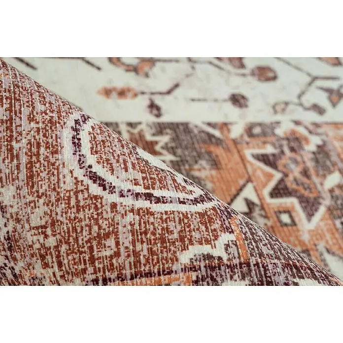 Kayoom Kurzflorteppich Indiana - Terra, 150 x 80 cm, 100 % Baumwolle - Detailaufnahme