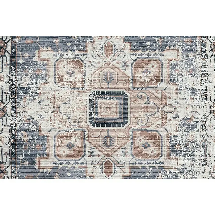 Kayoom Kurzflorteppich Indiana - Grau/Braun, 170 x 120 cm, 100 % Baumwolle - Detailaufnahme