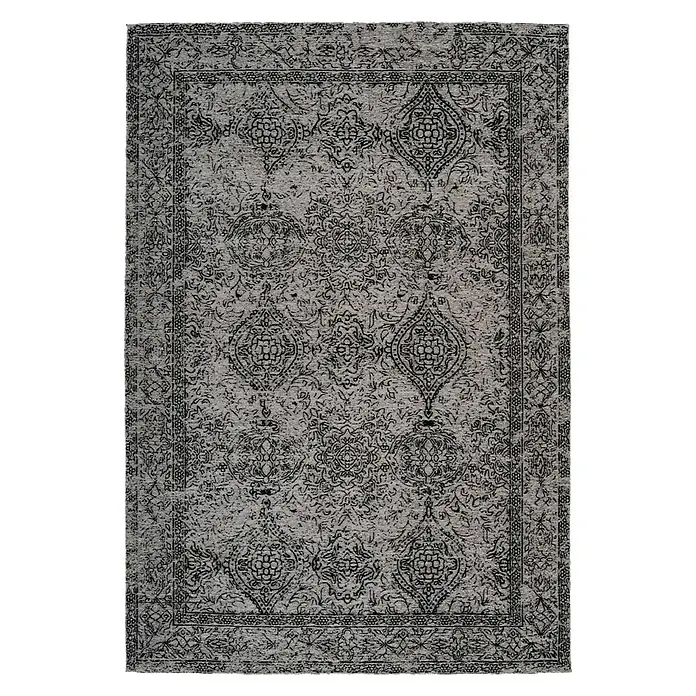 Kayoom Kurzflorteppich Iglesia - Grau/Schwarz, 290 x 200 cm, 100 % Polyester - Ansicht von oben