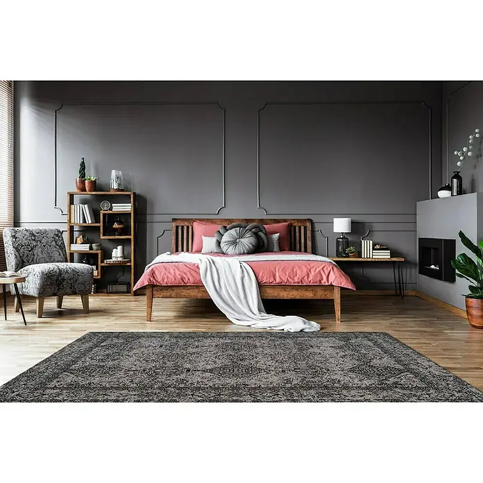 Kayoom Kurzflorteppich Iglesia - Grau/Schwarz, 290 x 200 cm, 100 % Polyester - Stimmungsaufnahme