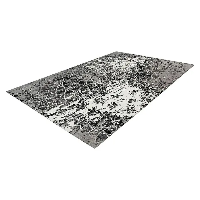 Kayoom Kurzflorteppich Iglesia - Grau, 290 x 200 cm, 100 % Polyester - Rechte Seitenansicht