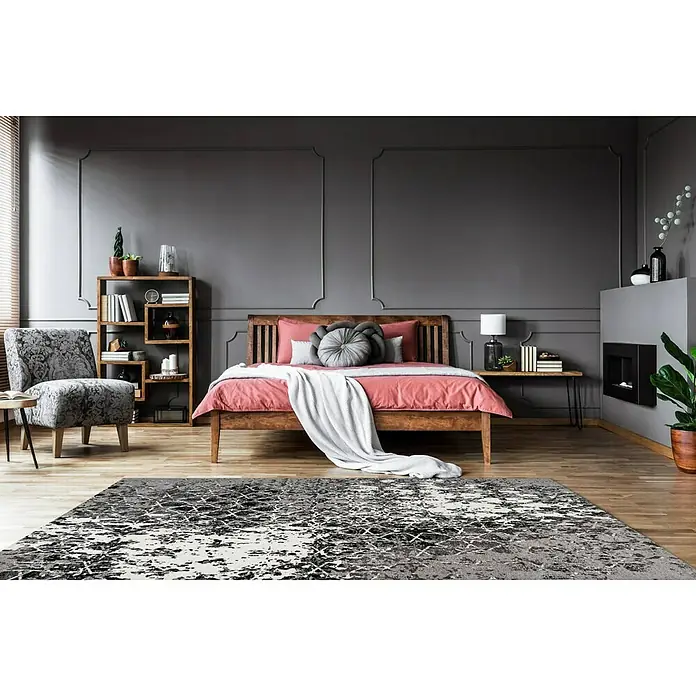 Kayoom Kurzflorteppich Iglesia - Grau, 290 x 200 cm, 100 % Polyester - Stimmungsaufnahme