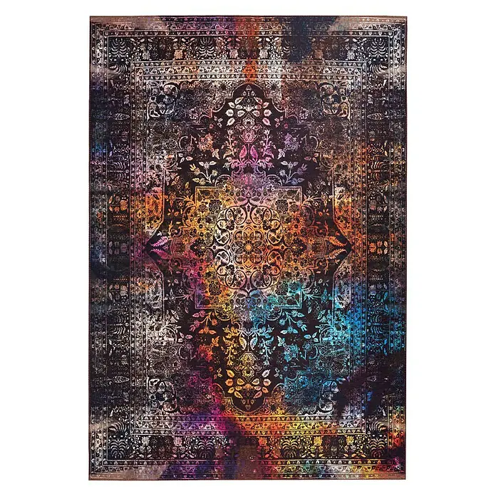 Kayoom Flachgewebeteppich Galaxy - Braun/Multi, 150 x 80 cm, 100 % Polyester - Ansicht von oben