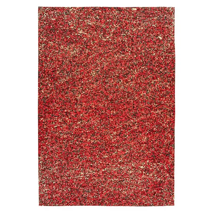 Kayoom Echtlederteppich Finish - Rot, 150 x 80 cm, 100 % Leder - Ansicht von oben