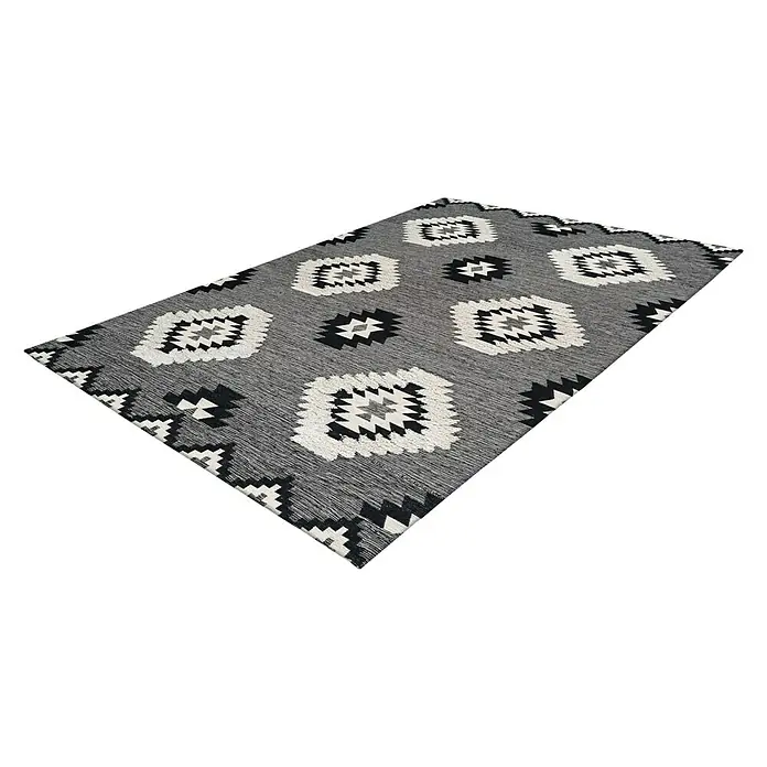 Kayoom Flachgewebeteppich Ethnie - Grau, 230 x 160 cm, 100 % Baumwolle - Rechte Seitenansicht
