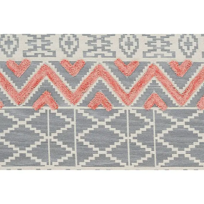 Kayoom Flachgewebeteppich Ethnie I - Grau/Rot, 230 x 160 cm, 100 % Baumwolle - Detailaufnahme