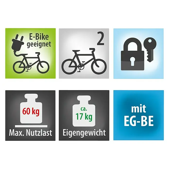 Eufab Fahrradträger Premium II - Geeignet für: E-Bikes, Traglast: 60 kg