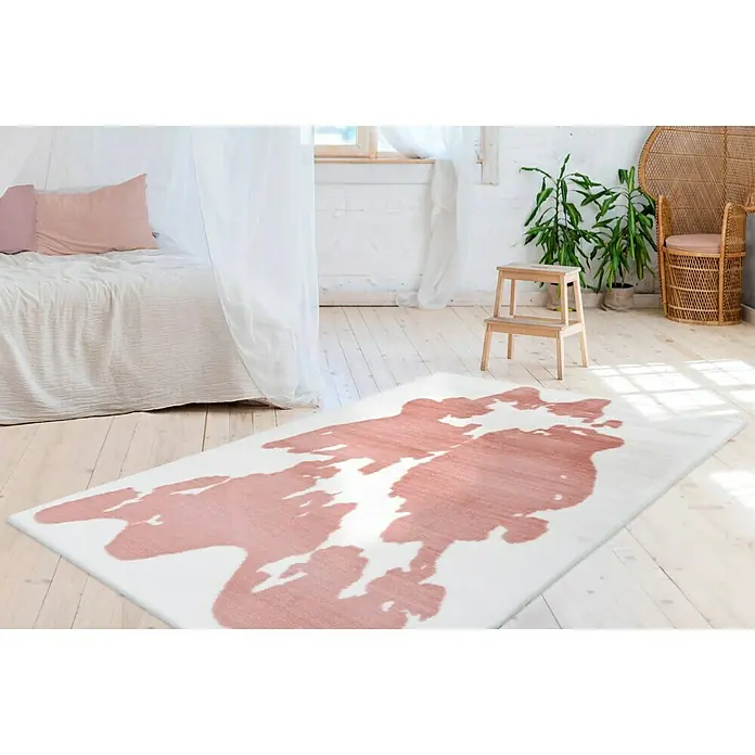 Kayoom Hochflorteppich Kuh - Rosa/Weiß, 160 x 120 cm, 100 % Polyester - Stimmungsaufnahme