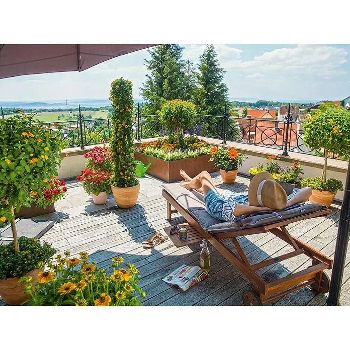 Sunfun Diana Ležaljka za sunčanje - 190 x 60 x 88 cm, Drvo, Prirodno smeđe boje