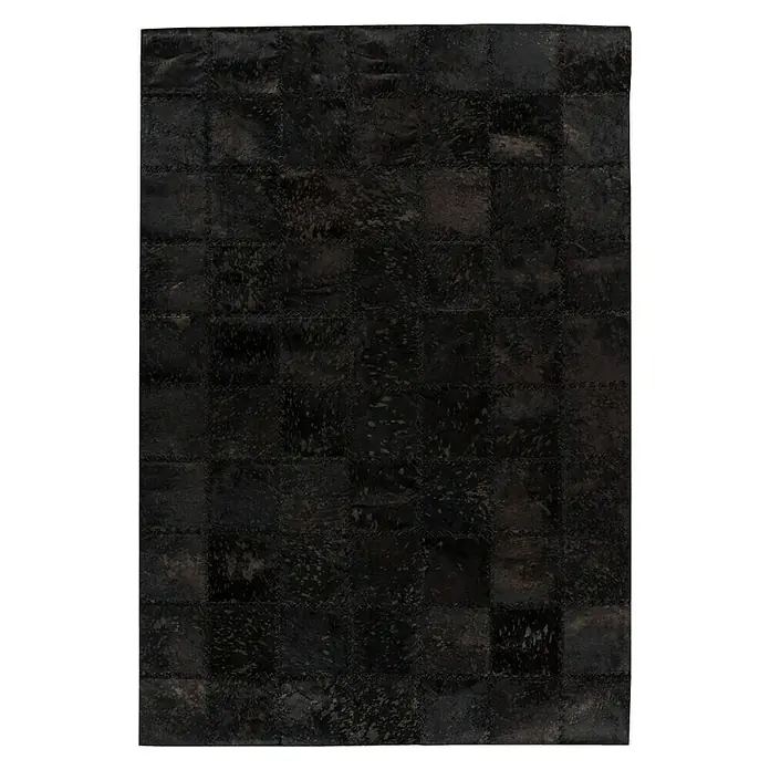 Kayoom Echtlederteppich Viola - Schwarz, 170 x 120 cm, 100 % Echtleder - Ansicht von oben