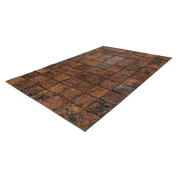 Kayoom Echtlederteppich Viola - Braun, 230 x 160 cm, 100 % Echtleder - Rechte Seitenansicht