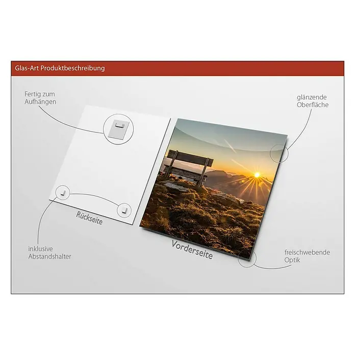 ProArt Glasbild - Bench & Horizon, B x H: 50 x 50 cm - Anwendungsbeispiel