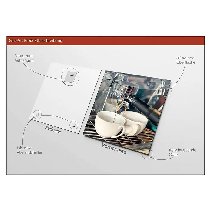 ProArt Glasbild Tassen - Café III, B x H: 20 x 20 cm - Anwendungsbeispiel