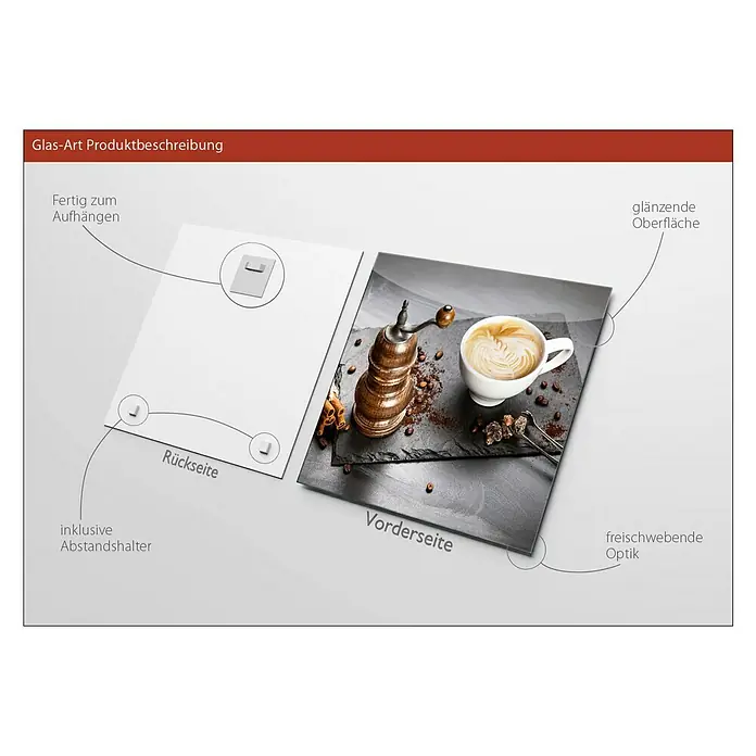 ProArt Glasbild Kaffee - Café I, B x H: 20 x 20 cm - Anwendungsbeispiel