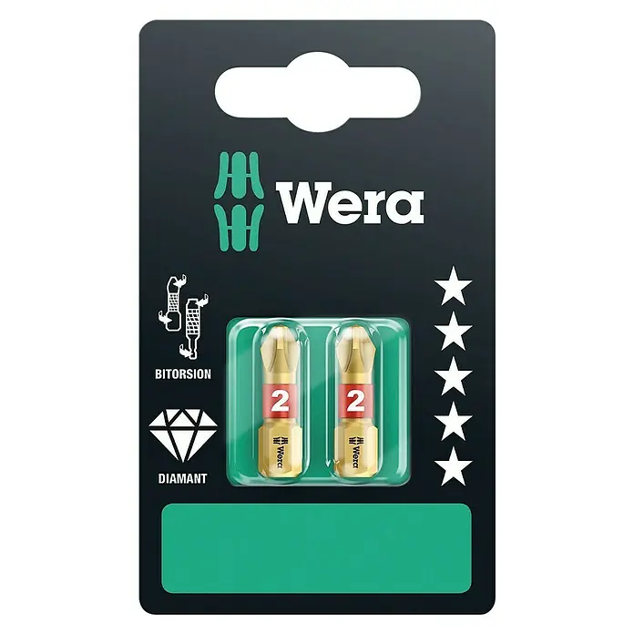 Wera Premium Plus Set dijamantnih bitova 851/1 BDC - PH 2, 25 mm - Pogled sprijeda