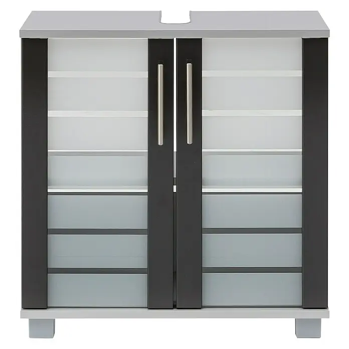 Schildmeyer Niko Waschtischunterschrank - 62,5 x 32,5 x 65 cm, Silber/Anthrazit - Vorderansicht