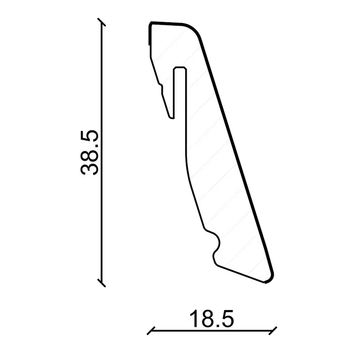 Profiles and more Plint FU147H wit - 2,4 m x 18,5 mm x 38,5 mm, Recht