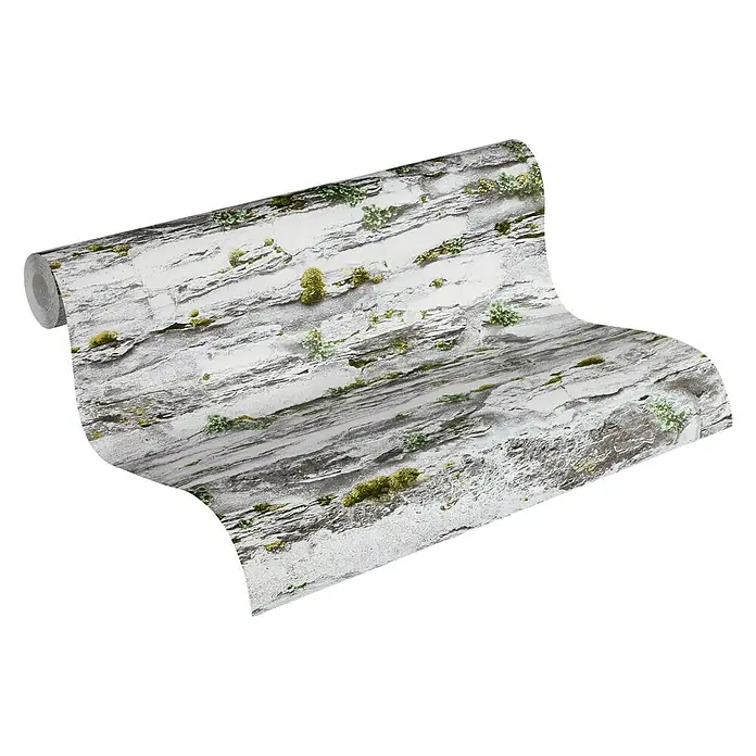 AS Creation Il Decoro Papiertapete - Grau/Weiß, Steinoptik, 10,05 x 0,53 m - Ansicht von oben