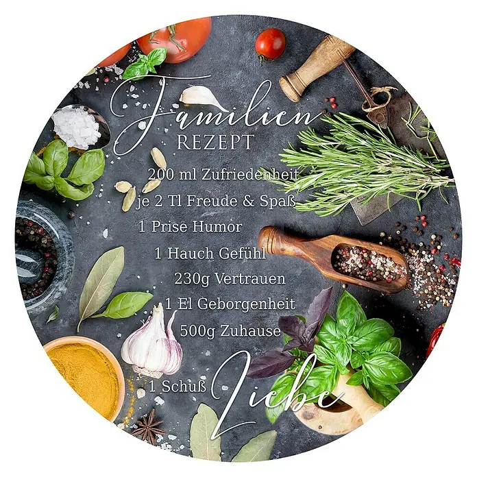 ProArt Glasbild - Familienrezept, Durchmesser: 50 cm - Vorderansicht