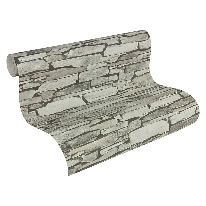 Lutèce Authentic Walls Strukturtapete Stein - Grau/Beige, Steinoptik, Reliefstruktur, 10,05 x 0,53 m - Ansicht von oben